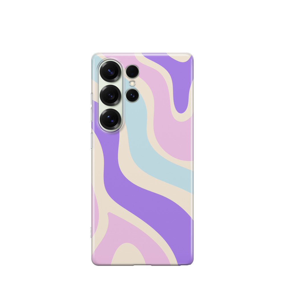 Samsung Galaxy S25 Ultra Gummi Hülle Abstrakte Wellen 4 - Lila-Violett