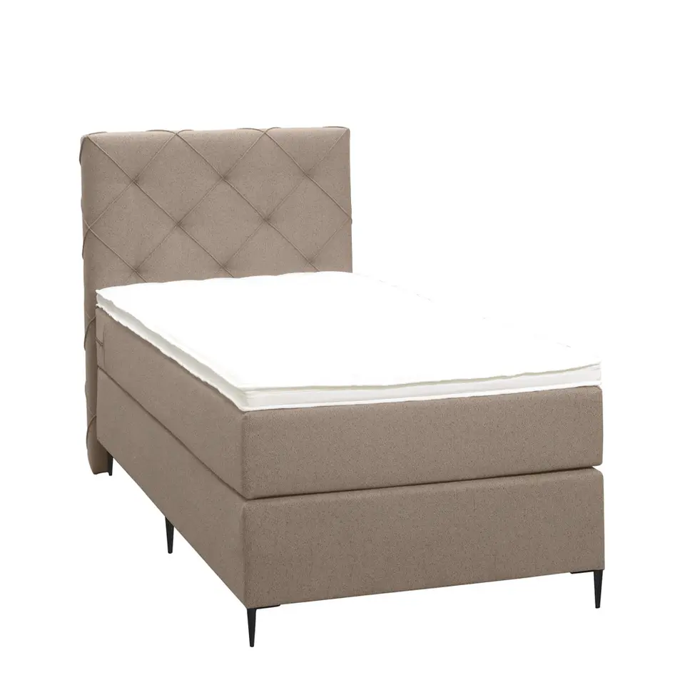 Boxspring Liv geruit - beige - 90x200 cm - slanke poot