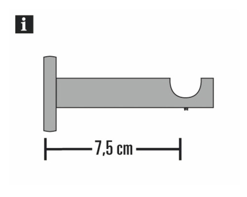 Enkelsporige wandbeugel voor Memphis, RVS-look, Ø 16 mm
