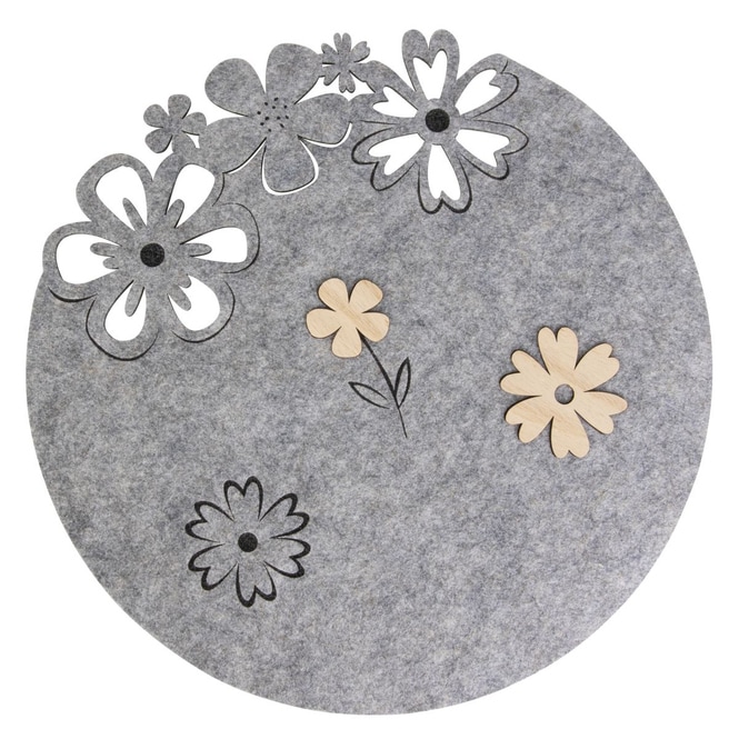 Platzdeckchen mit Blumen - rund - ca. 38 x 0,5 cm - 1 Stück