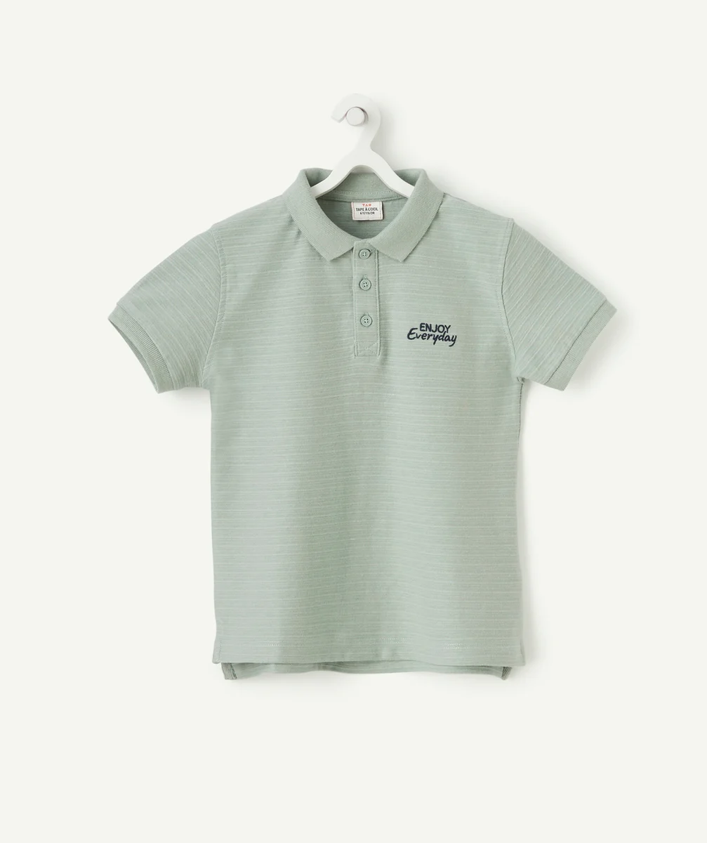 POLO MANCHES COURTES GARÇON EN COTON BIOLOGIQUE VERT