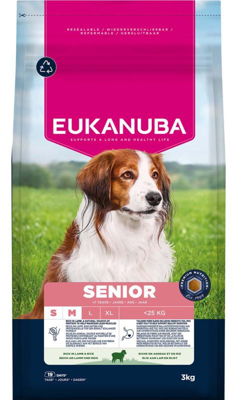 Eukanuba Senior Small/Medium  - Hondenvoer - 3 Kilogram - lam