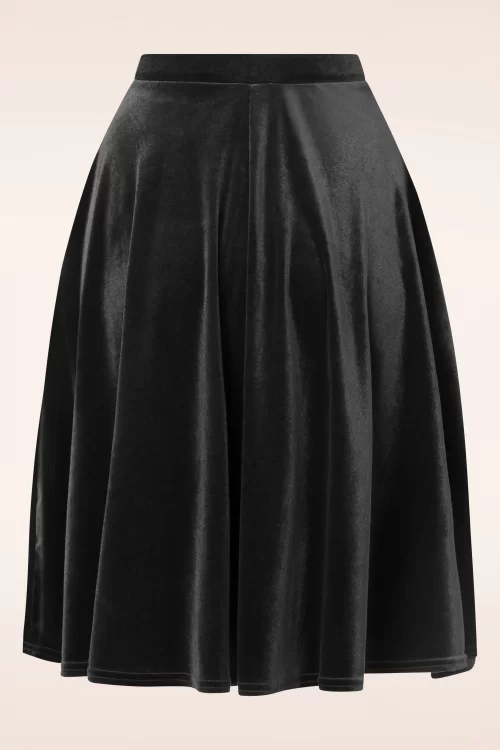 Vintage Chic for Topvintage Sheila swing rok in zwart fluweel