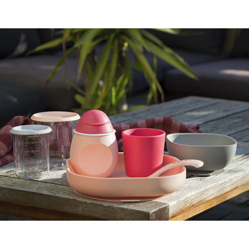 Set vaisselle silicone 4 pièces Rose - BEABA
