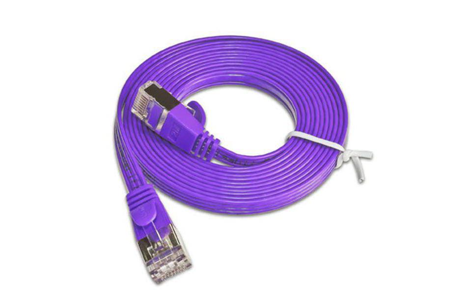 Slimpatchkabel RJ-45 - RJ-45, Cat 6, STP, 5 m, ViolettGeschirmtes Twisted-Pair-Kabel (STP) mit Klinkenschutz