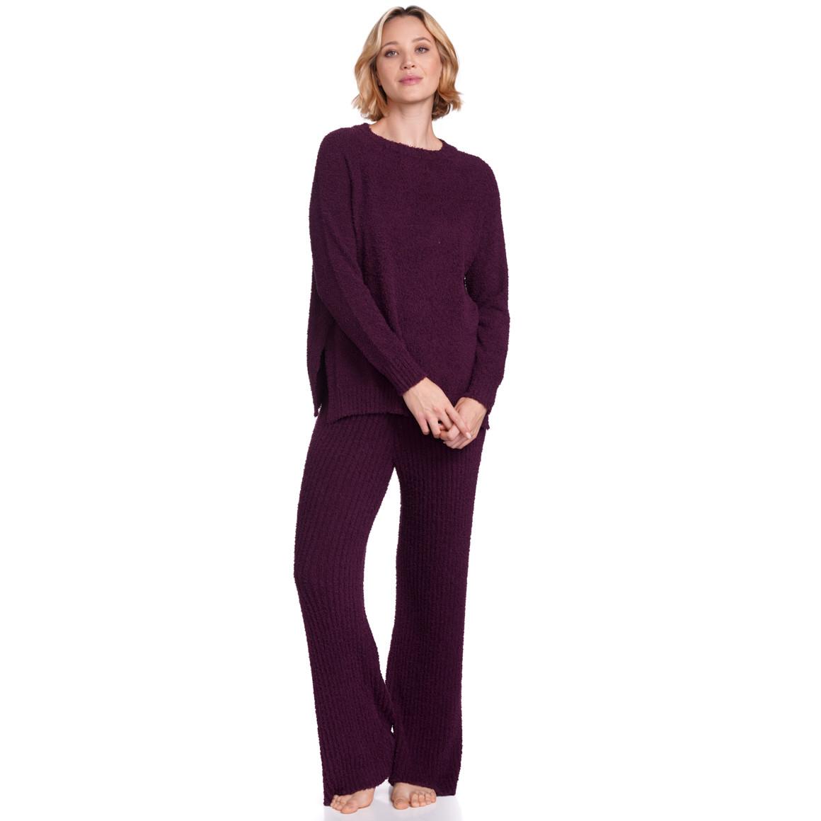 Gina Benotti Damen Loungewear-Hose in Ripp-Struktur lila