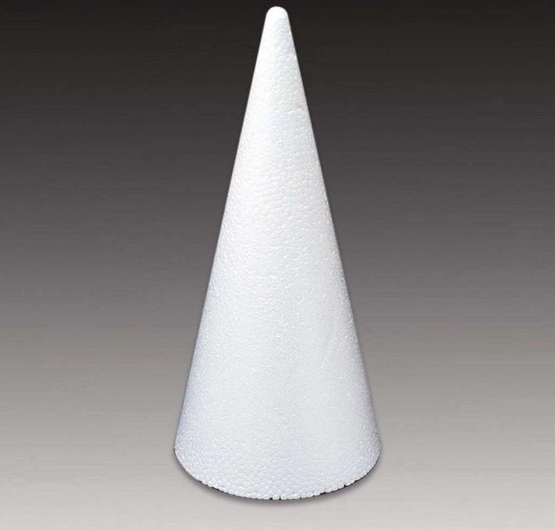 Styropor - Kegel - Wit - 12 x 26,5 cm