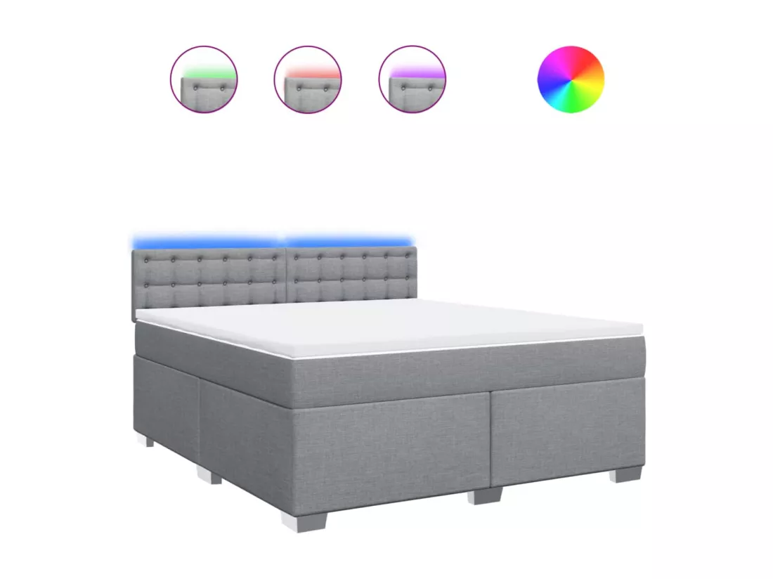 Sommier à lattes de lit avec matelas Gris clair 180x200cm Tissu