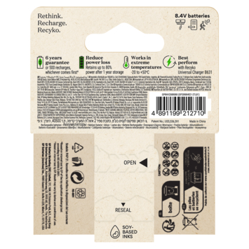 GP Batterij Oplaadbaar 9V NiMH 200mAh ReCyko 8,4V 1 Stuk
