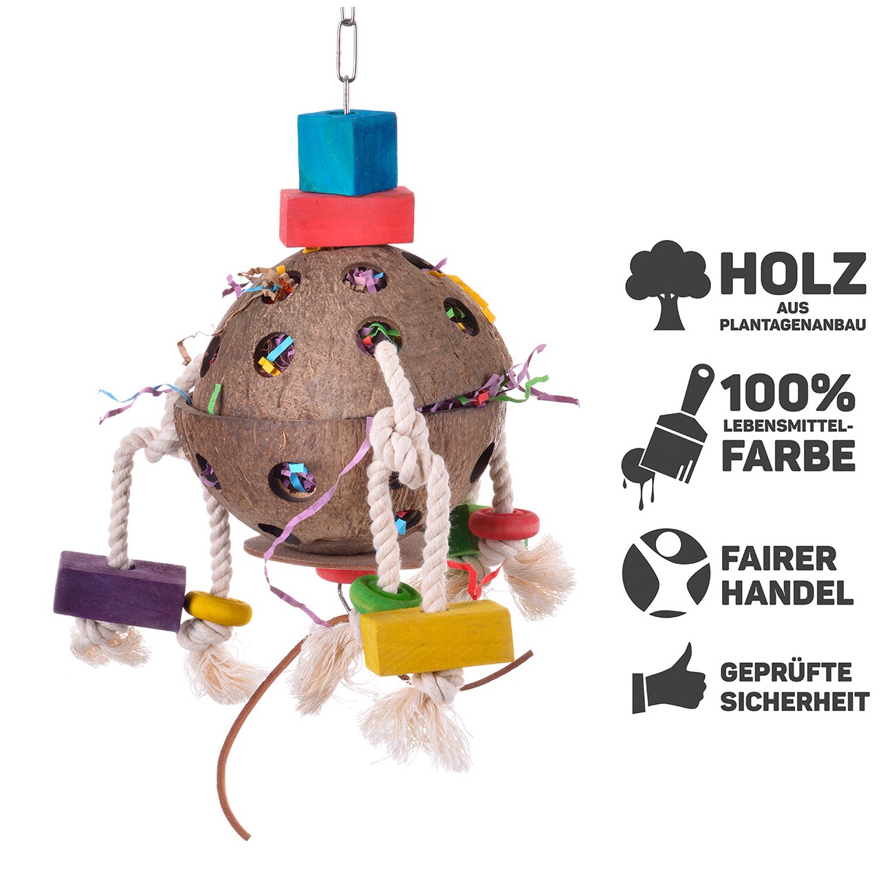HappyBird Papageienspielzeug Coconut-Fun