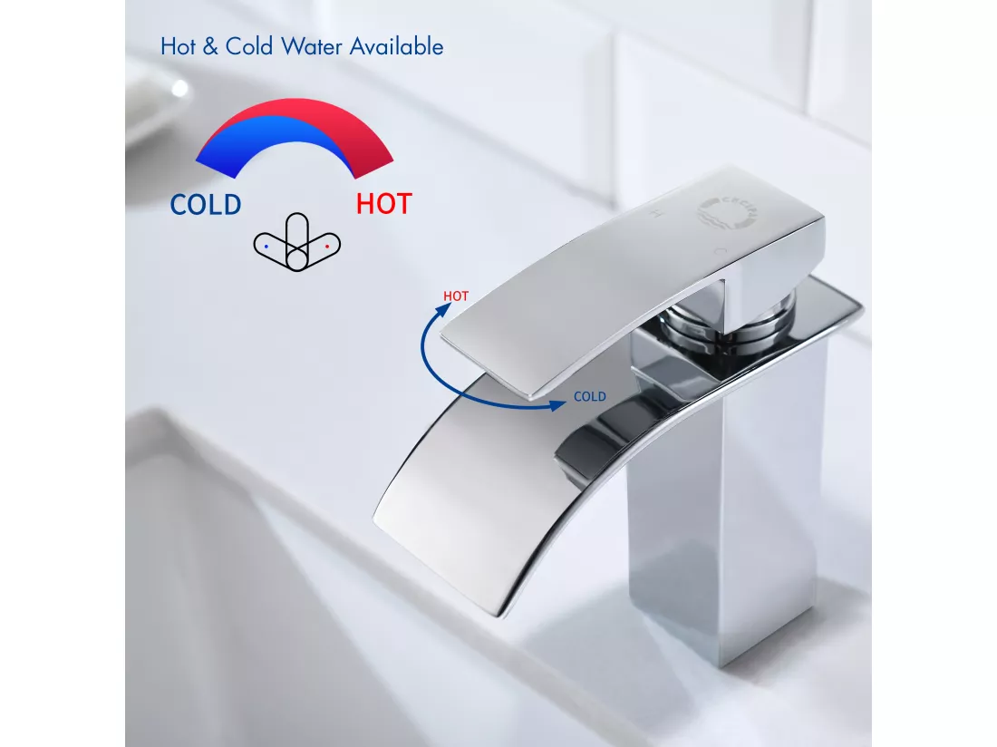 Cecipa max 2PCS Robinet Salle de Bain Mitigeur Lavabo Cascade Robinetterie Lave-mains avec Levier Unique Mélangeur à l'Eau Chaude et Froide,EU Modèle