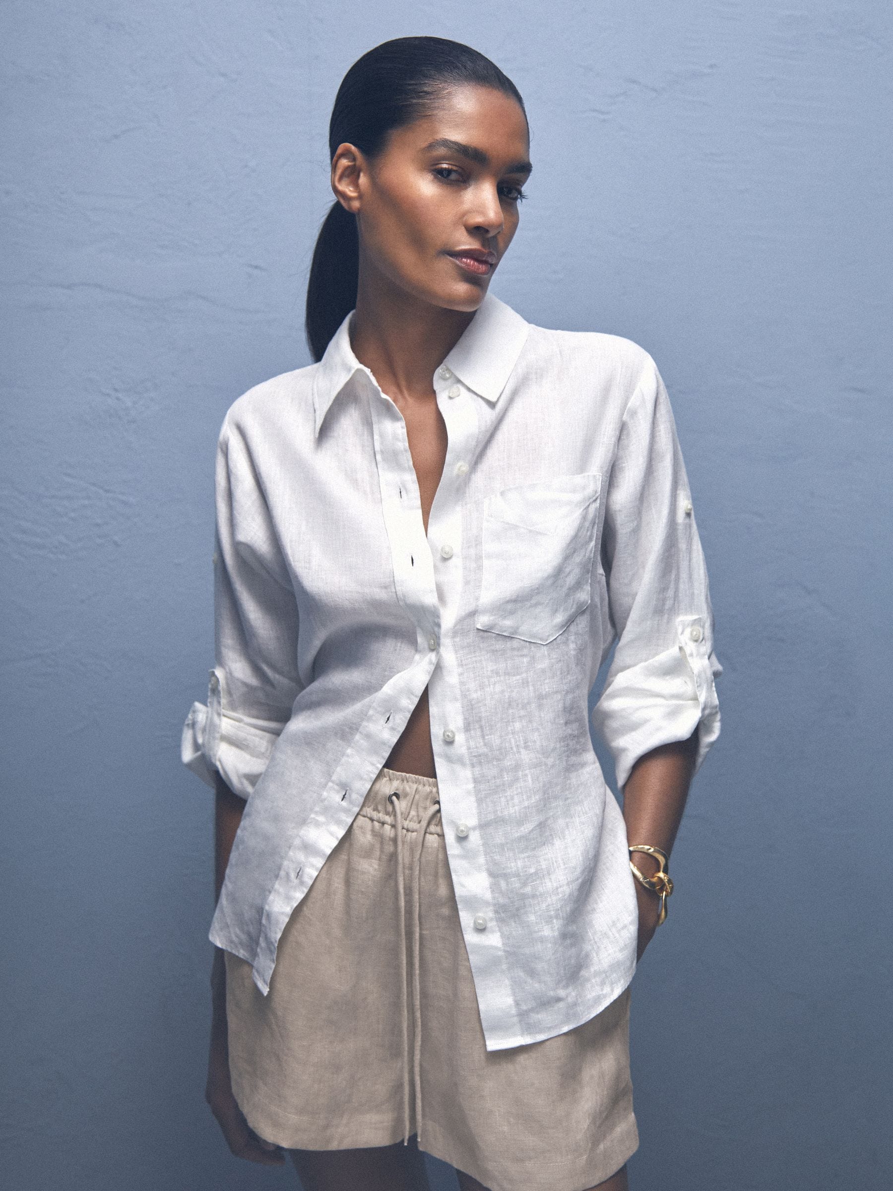 Reiss Willow linnen-mix trekkoordshorts