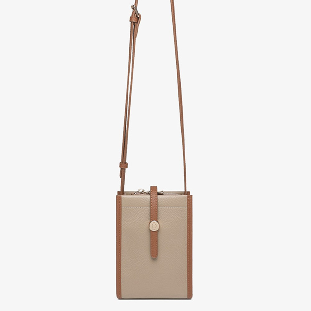 (18x13x6cm) Universal Handy Leder Umhängetasche Portemonnaie Fashion Crossbody Bag - Braun