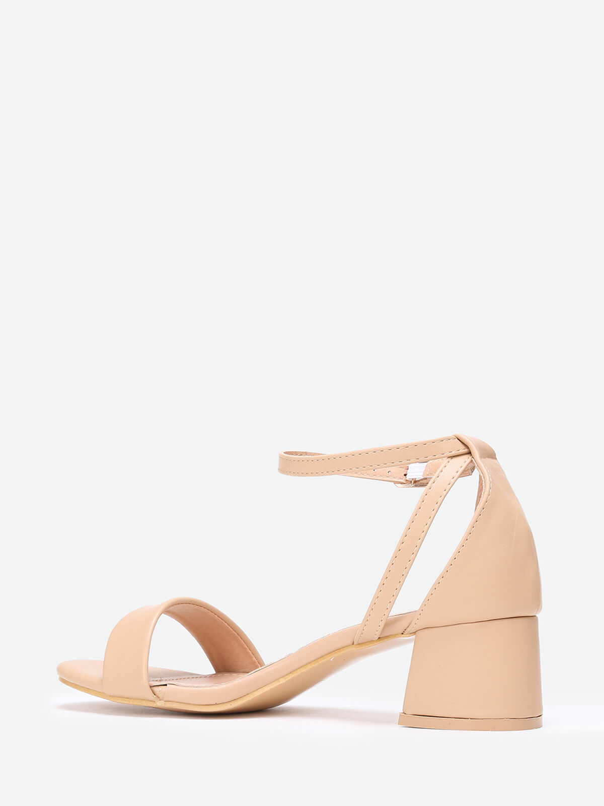 Sandales à talon carré arrondi grandes tailles- Beige