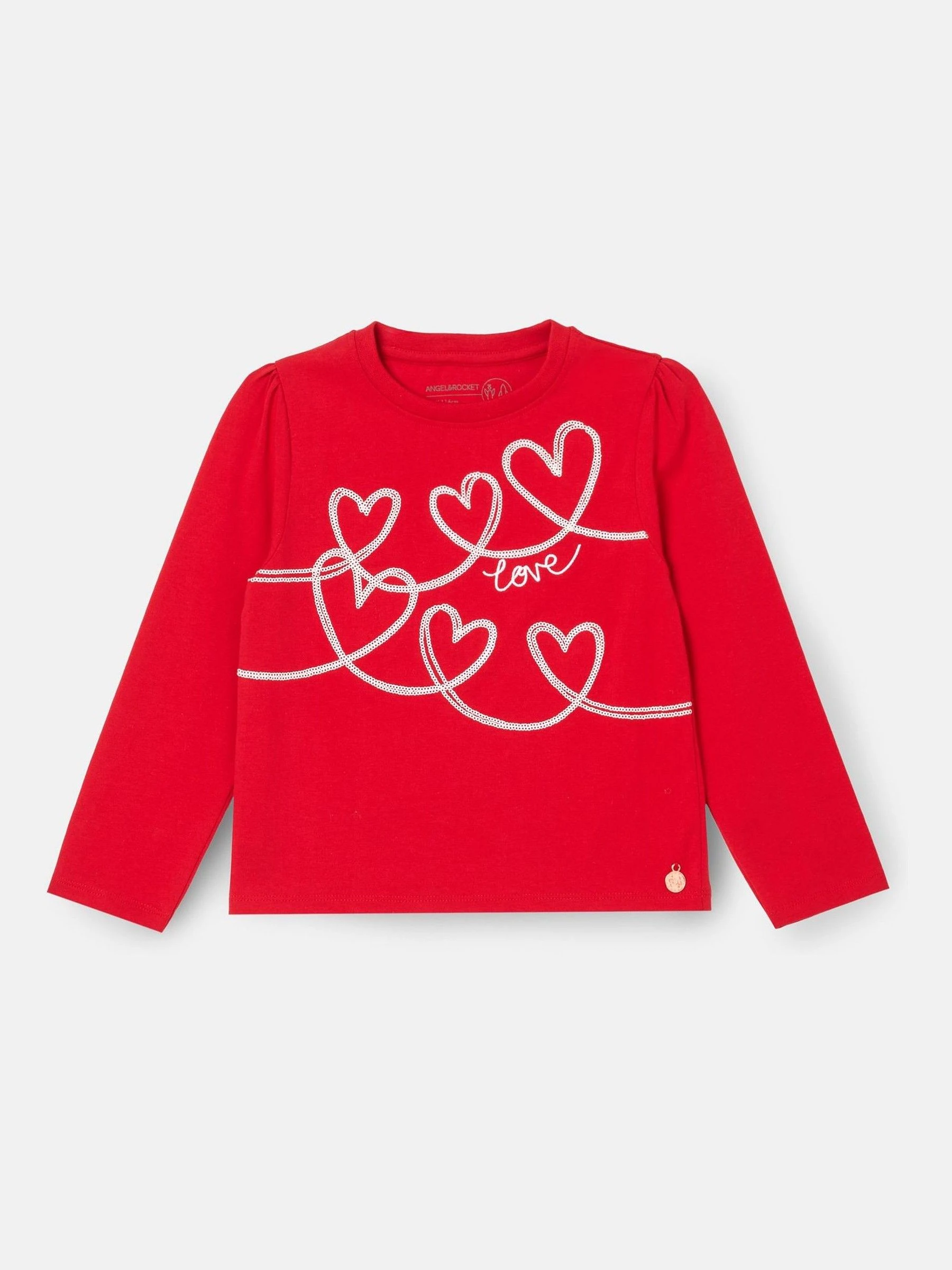 Angel & Rocket Noelle Sequin Heart Long Sleeve Top