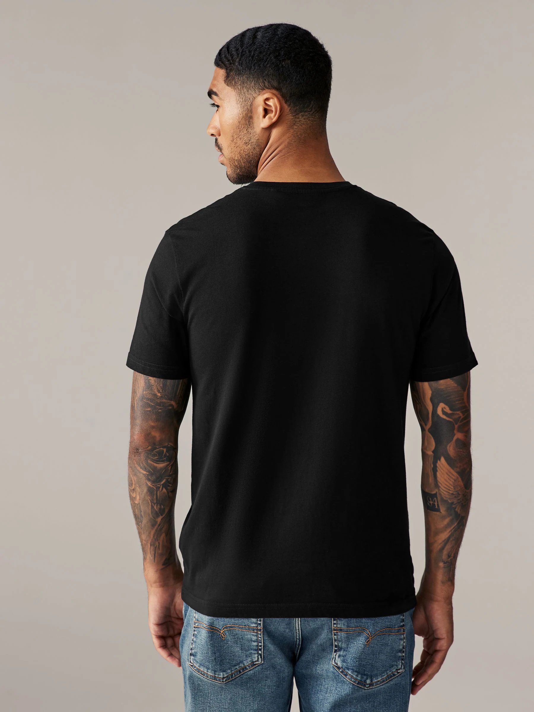 Zwart - Slim Fit - Must-have T-shirt van V-hals