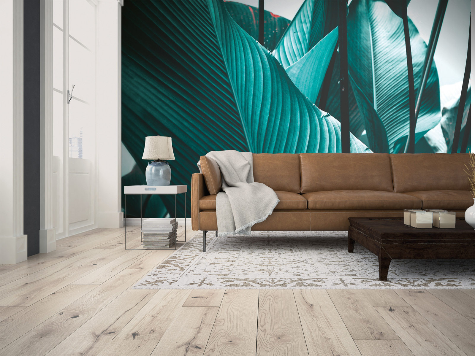 Fototapete DESIGNWALLS - blau-schwarz - Pflanze - 2,55 Meter