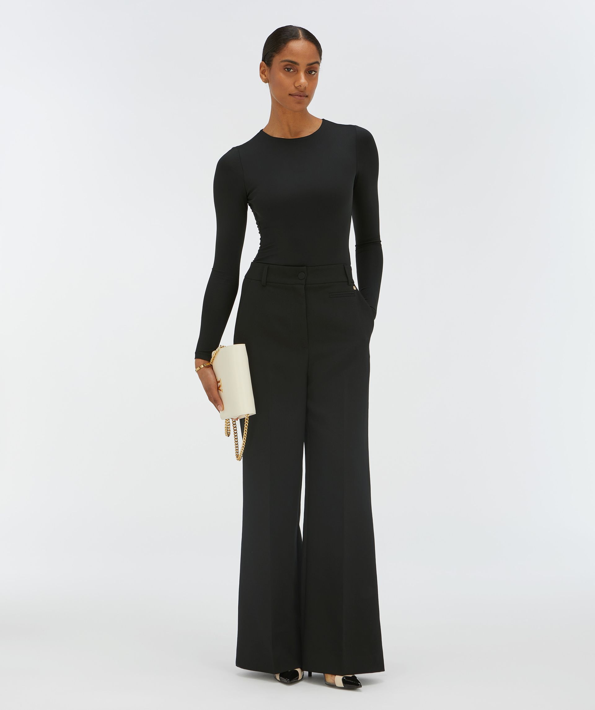 JV-KATE high rise wide leg broek - black