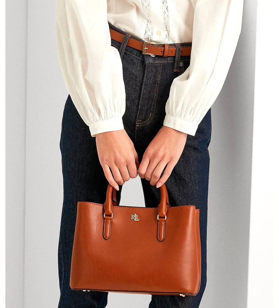 Bolsa Ralph Lauren Marcy em couro marrom