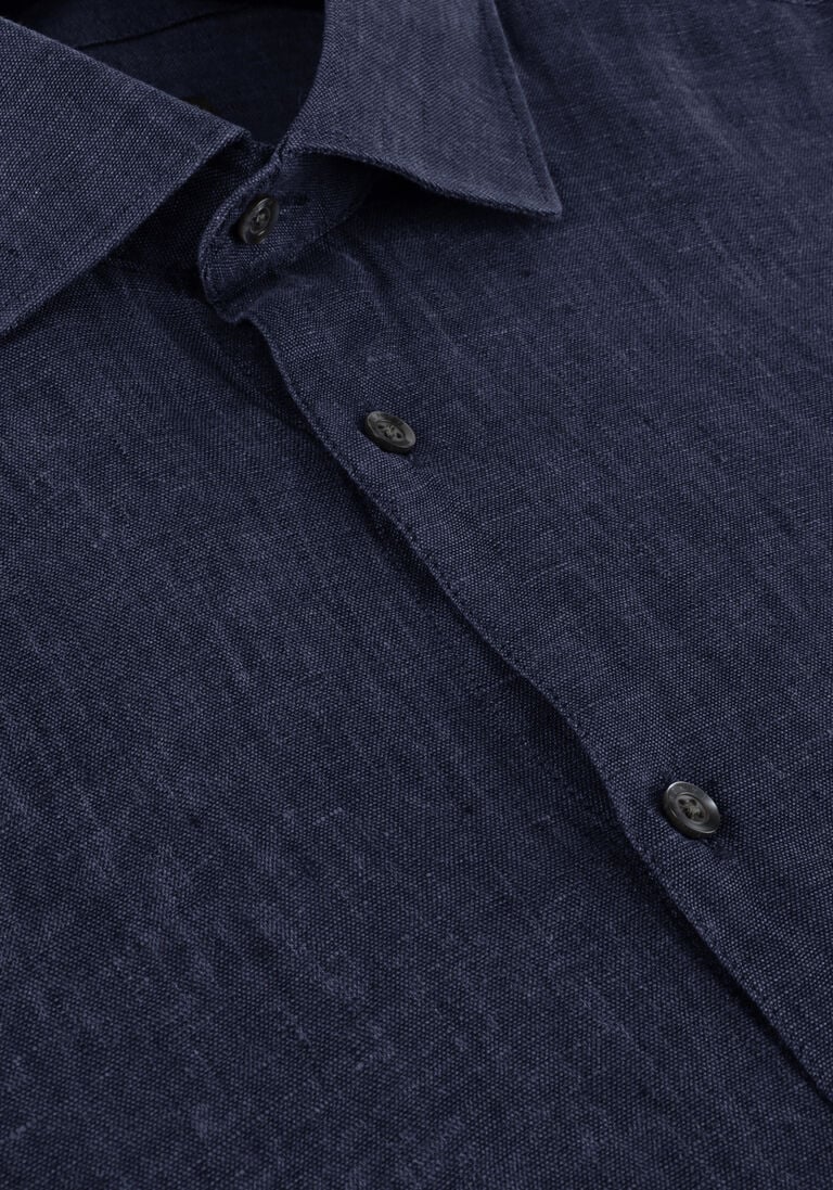 GENTI donkerblauwe genti casual overhemd linnen s7054-1120