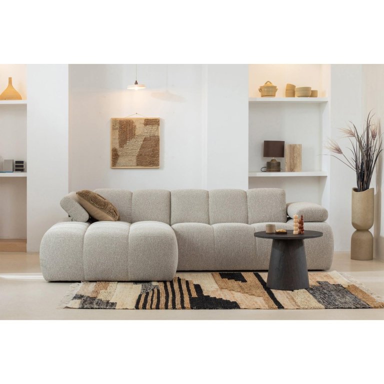 WOOOD Mojo bank chaise longue links bouclé bruin