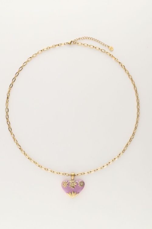 Art schakelketting met lila vintage hart