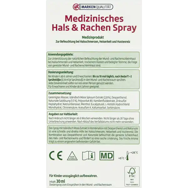 Medizinisches Hals-Rachen Spray