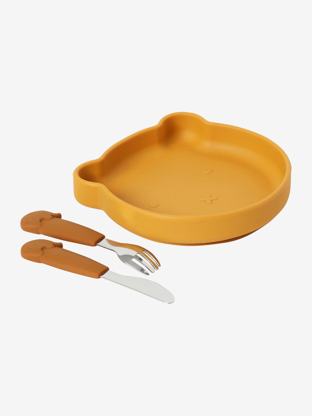 Conjunto de alimentos de silicone Urso marrom claro liso