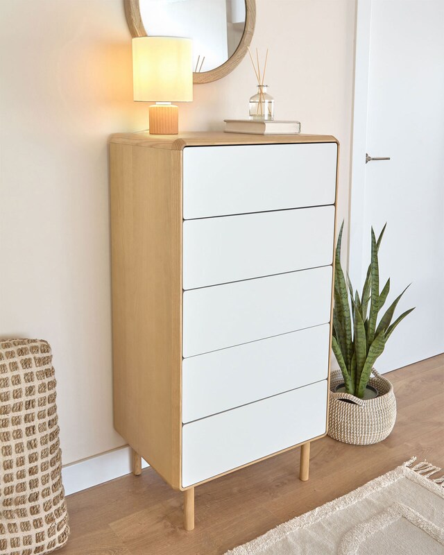 Kave Home Kommode ANIELLE 60 x 117 cm Esche Natur/grau