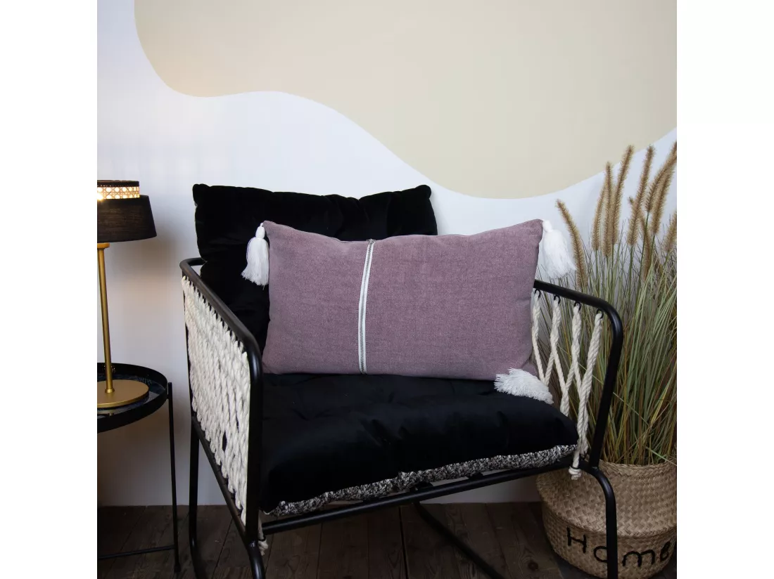 Now's Home - Coussin Rose 100% Coton Lave Zip Deco.vertical 30x50cm