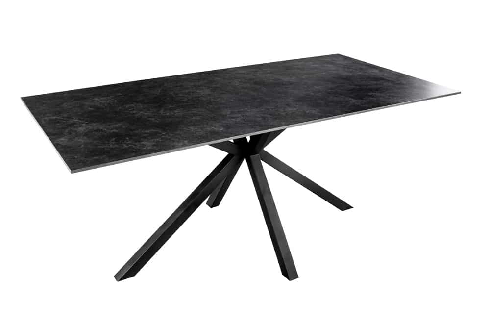 Moderner Esstisch GALAXIE 180cm anthrazit Keramik schwarz Metall Sterngestell