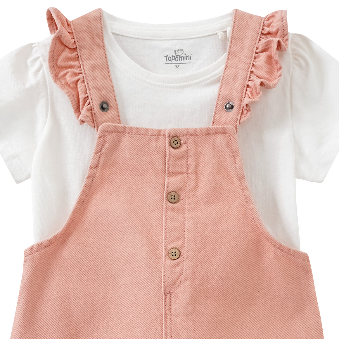 Topomini Mädchen Latzkleid und T-Shirt im Set rosa / weiss