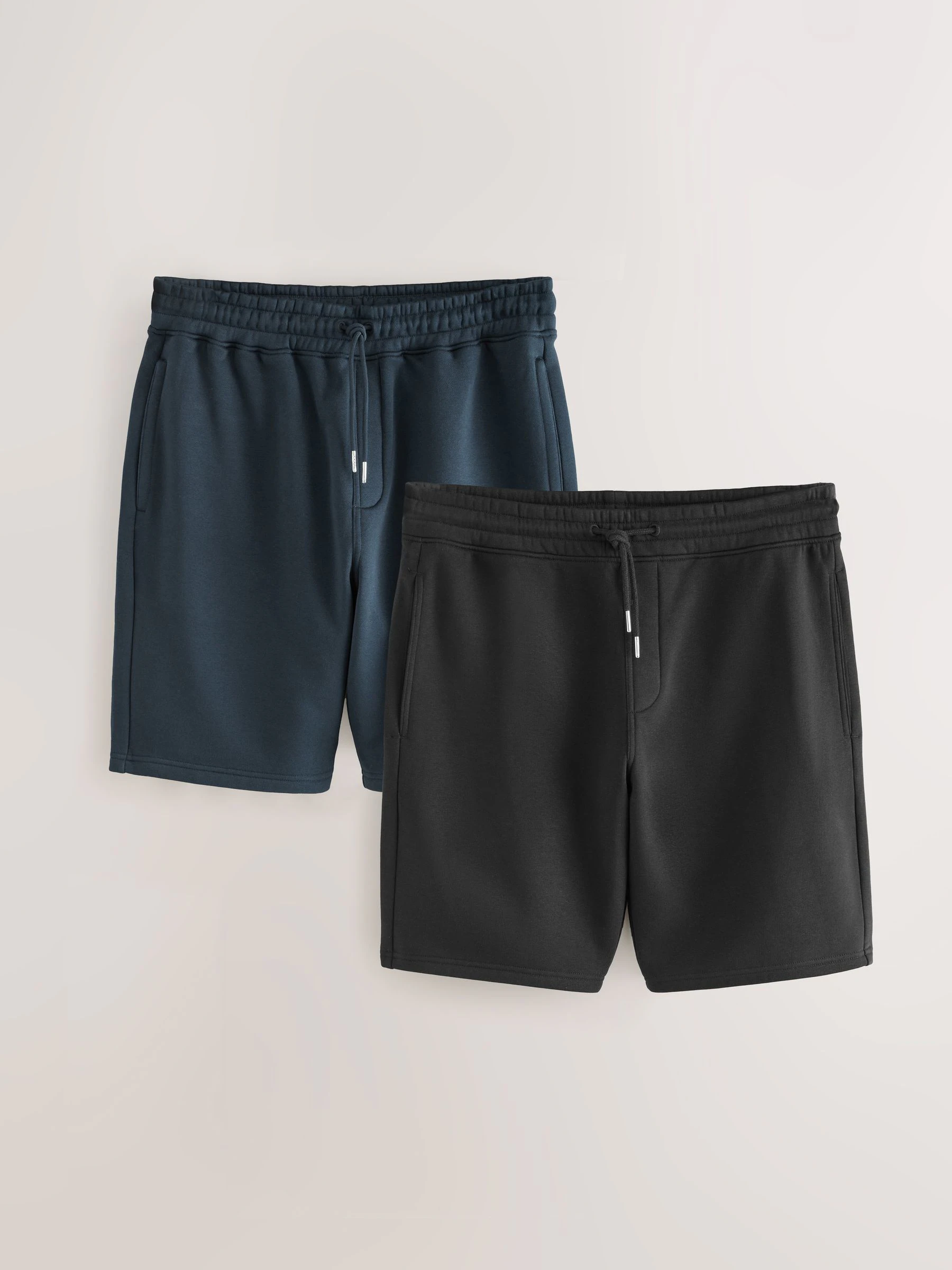 Zwart/marineblauw - Zachte jerseyshorts verpakking van 2