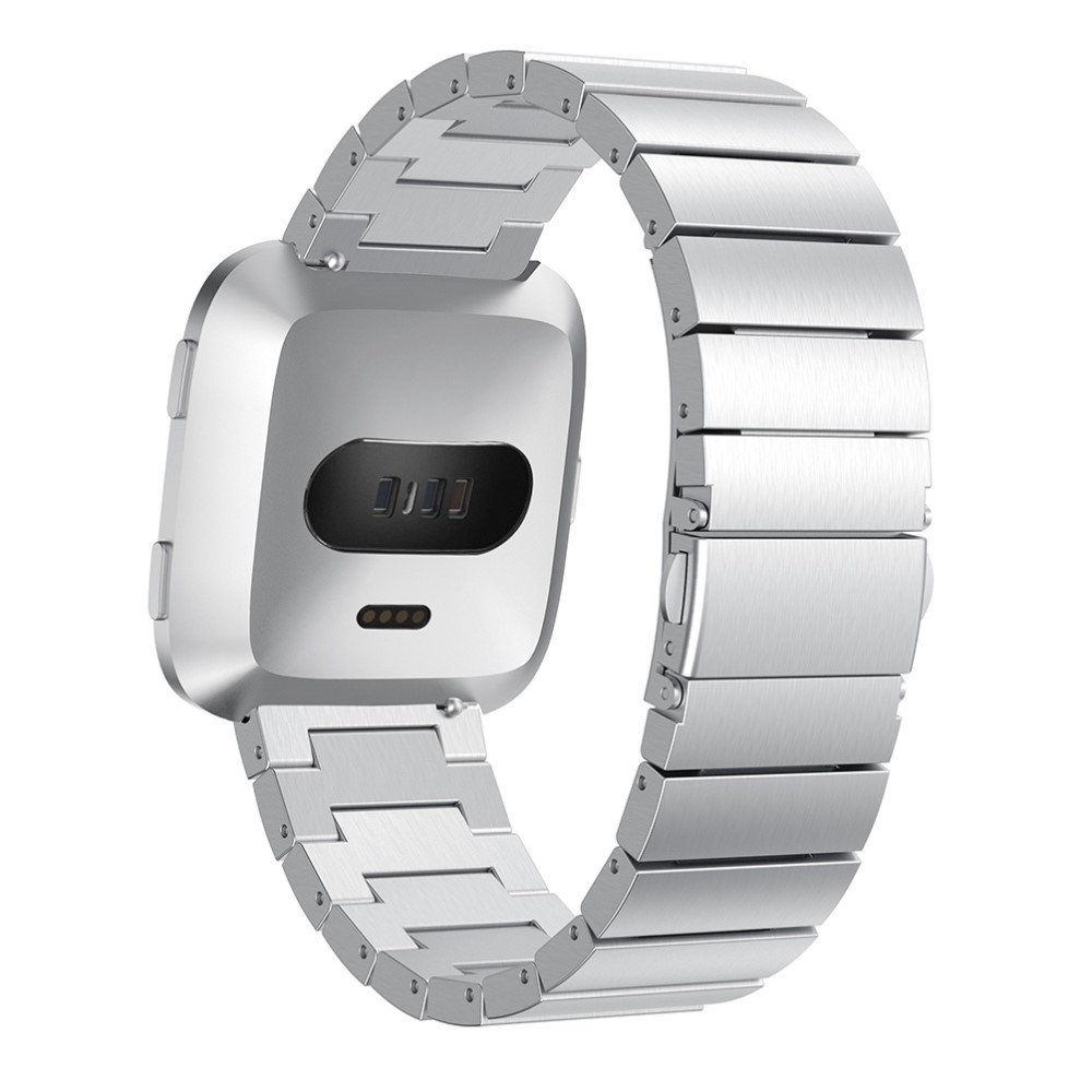 Fitbit Versa / Versa 2 / Versa Lite Edelstahl Armband mit Metallschliesse - Silber