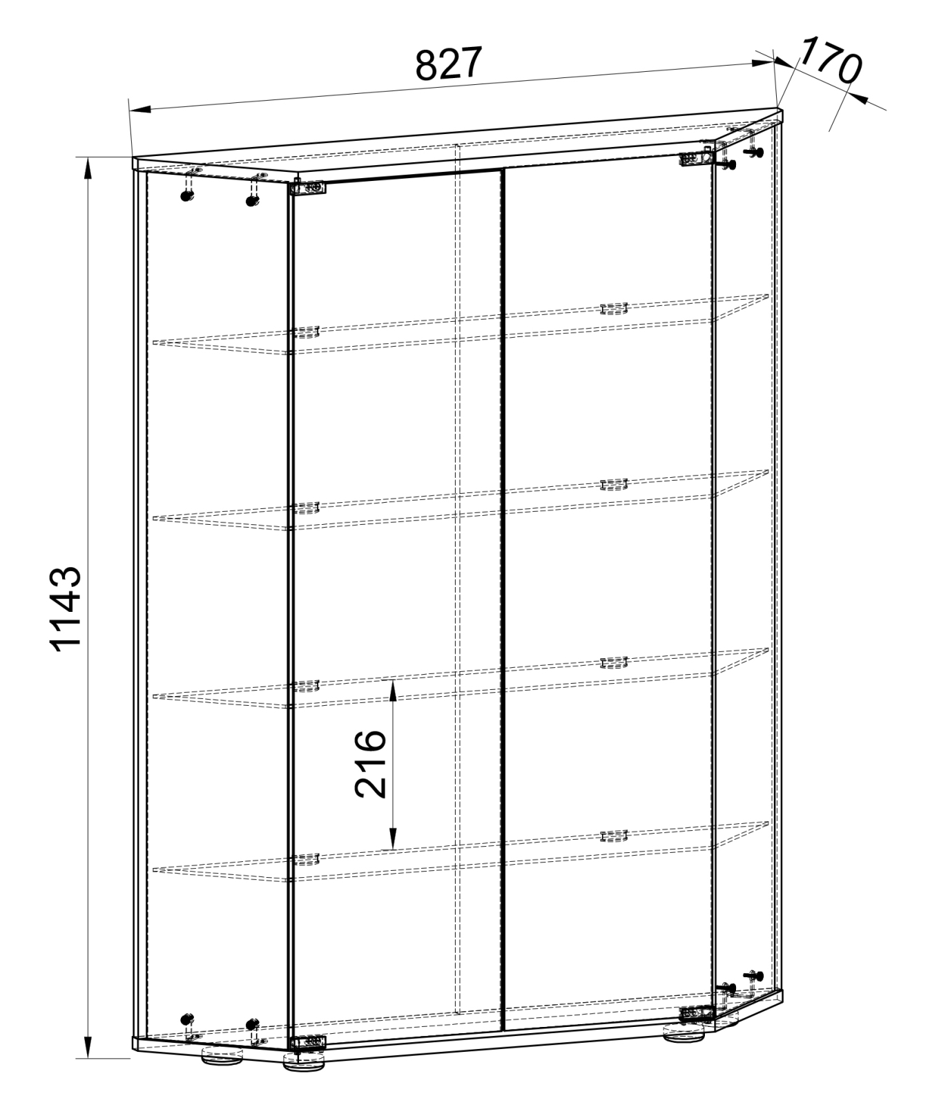 Wandvitrine BENILA L - silber - abschließbar