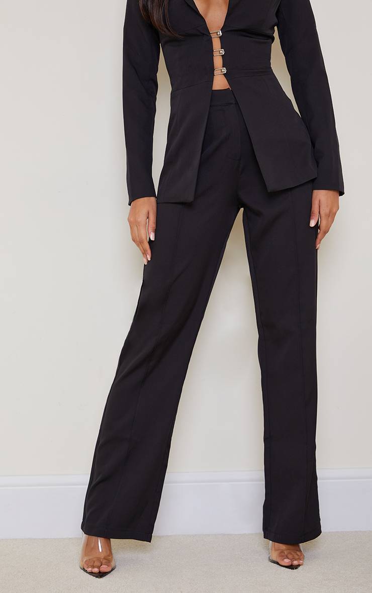 Noir Pantalon Taille Haute À Jambes Larges