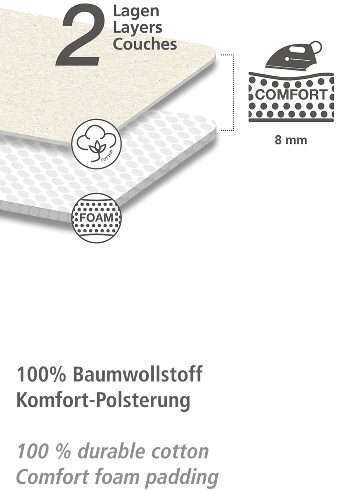 WENKO Bügelbrett »Modell Classic Black« Bügelfläche 120 cmx38 cm höhenverstellbarer Bügeltisch, platzsparend klappbar