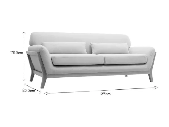 Canapé scandinave 3 places en tissu beige et bois clair YOKO