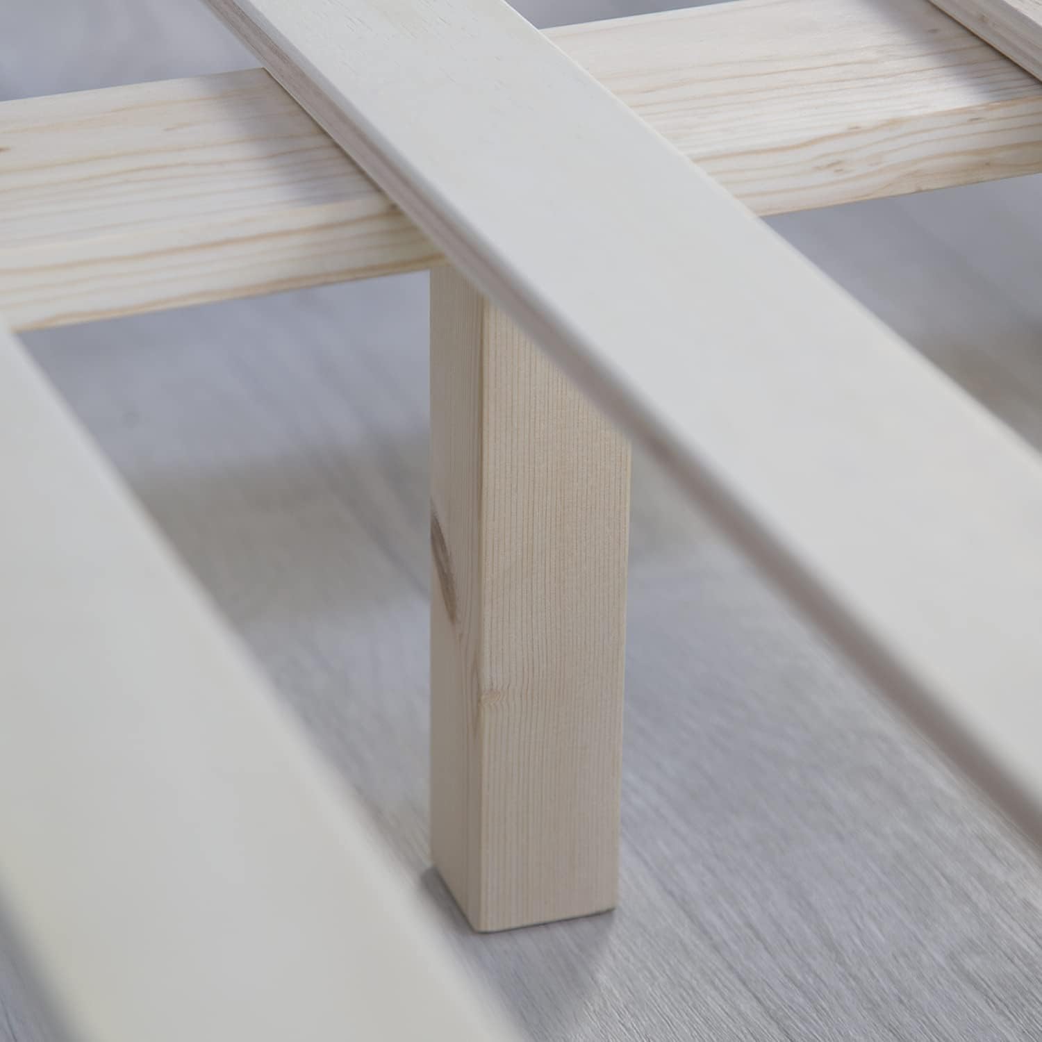 Homestyle4u 2035, Einzelbett Holzbett 90x200 mit Lattenrost Grau Kiefer Jugendbett Bett Bettgestell Massivholz