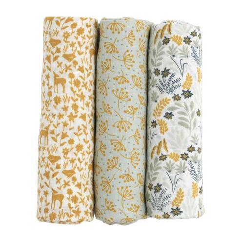 Lot de 3 langes bio 70x70 cm Promenons nous - SAUTHON Baby déco