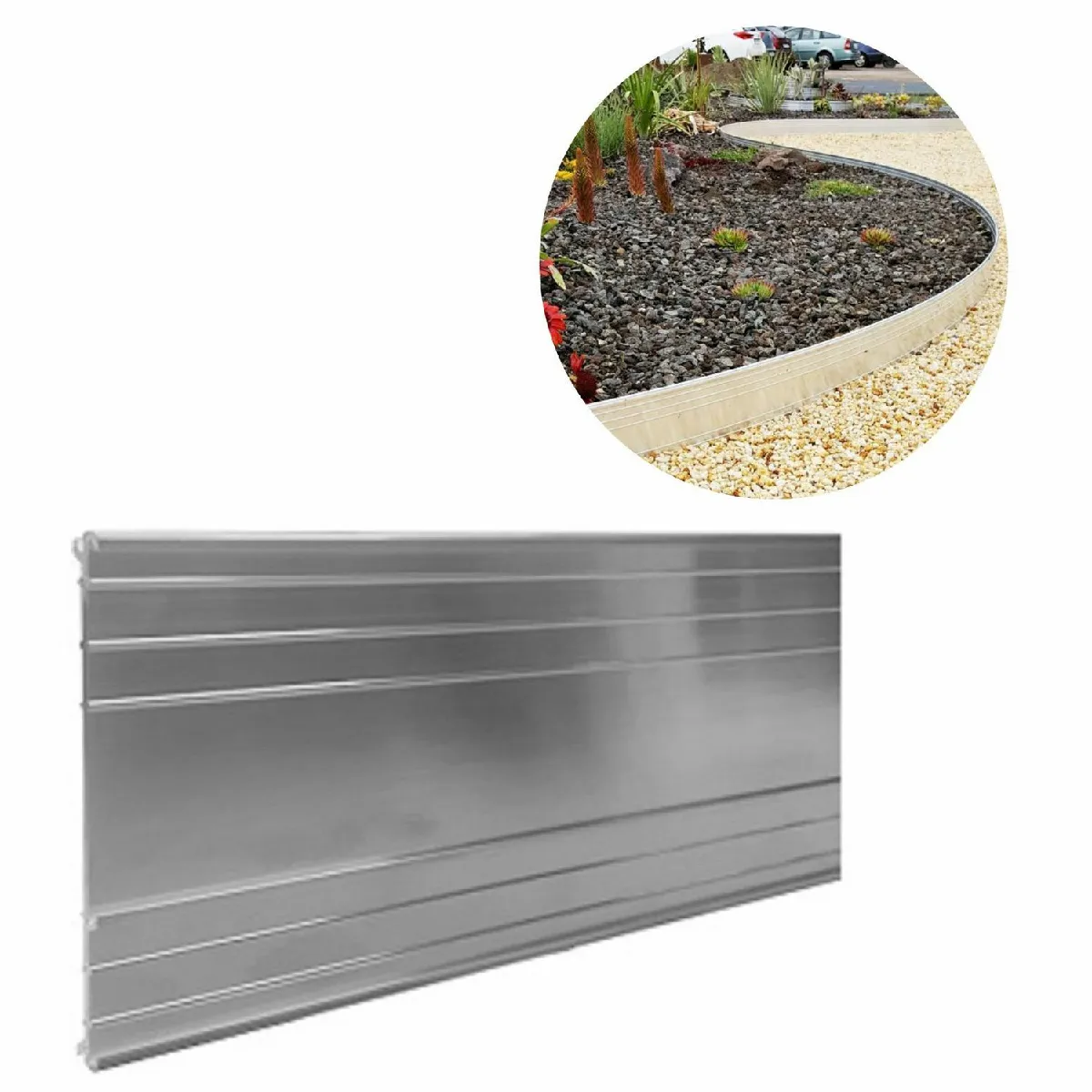 Green-split Bordure en aluminium - Hauteur: 14cm, Longueur: 20m