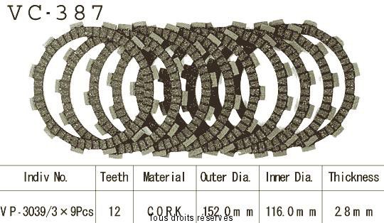Kyoto - Disques garnis d'embrayage Cross VC387