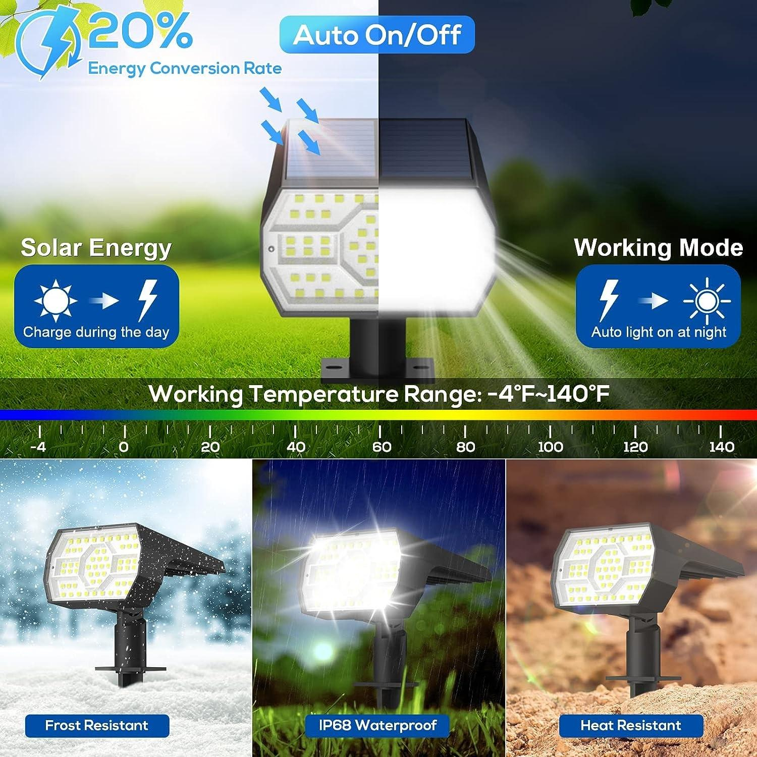 (4er Set) 56 LED's Solar Lampe Outdoor Gartenleuchte mit Dämmerungssensor   Erdspiess (IP68) - Kaltweiss