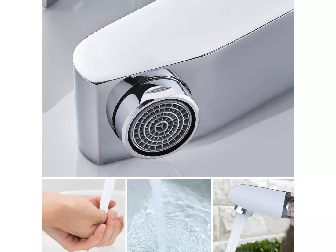 Robinet Lavabo avec Douchette Extractible Robinet Salle Bain Laiton Chromé Mitigeur Lavabo Eau Froide/Chaude Robinetterie pour Salle Bain,EU Modèle