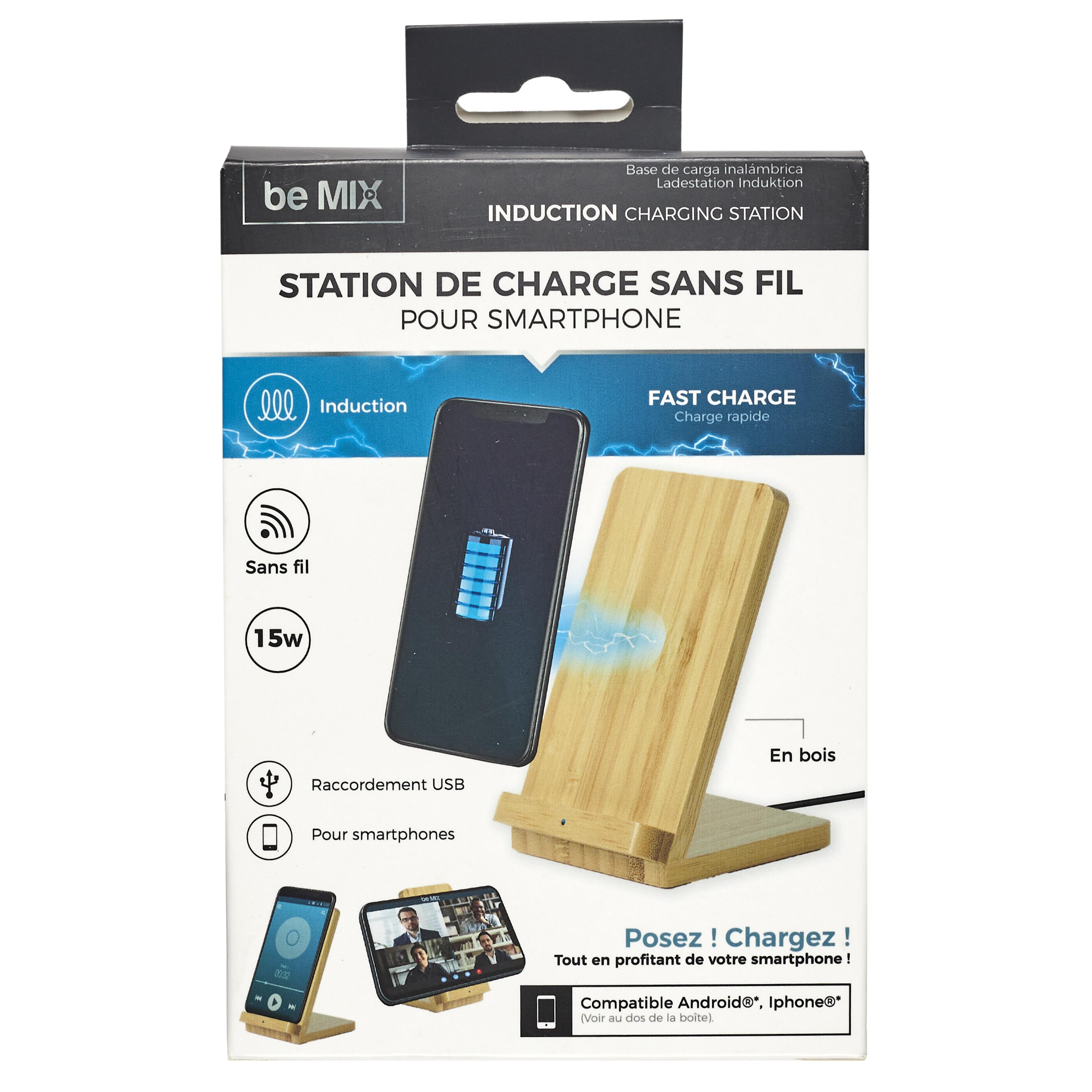 SUPPORT CHARGEUR INDUCTION BOIS 15W