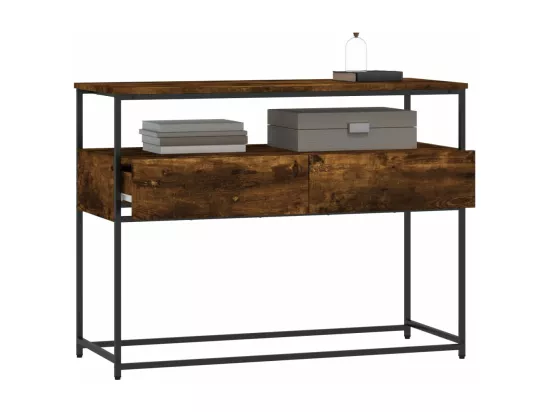 Table console chêne fumé 100x40x75 cm bois d'ingénierie