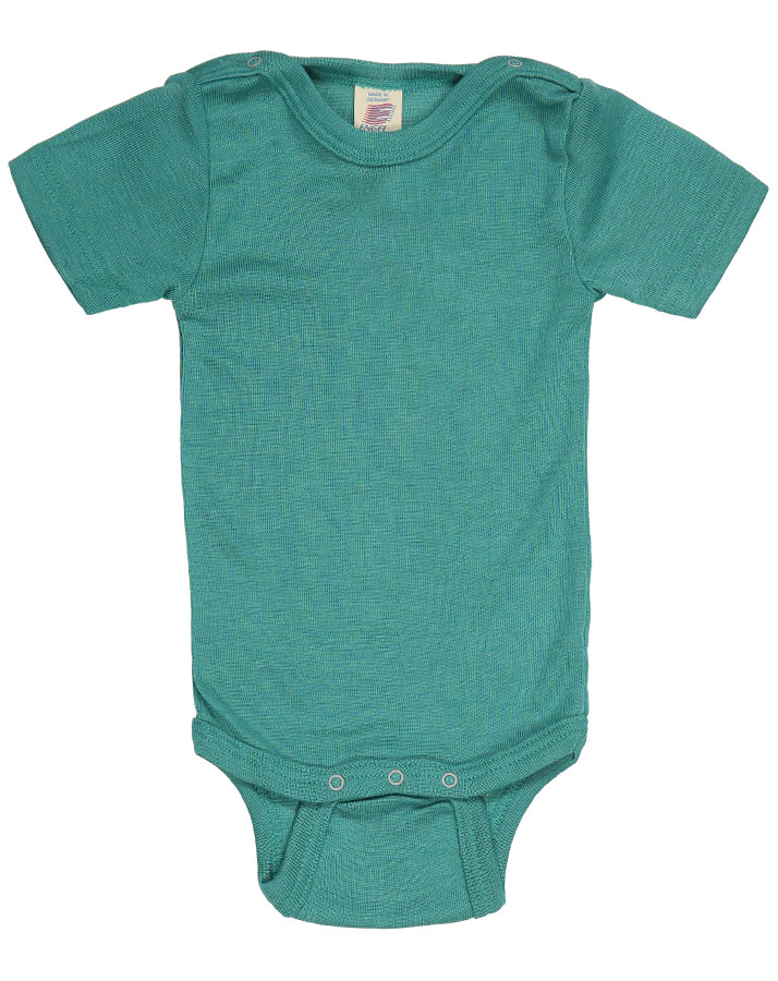 Kurzarm-Body ESSENTIAL UNI mit Seide in eisvogel
