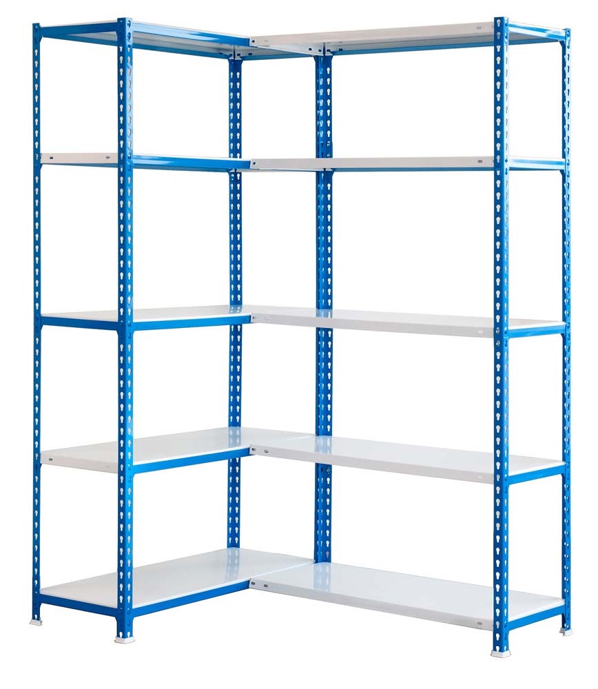 PROREGAL hoekplank Metal Shark HxBxD 180 x 100 x 40 cm vakbelasting 80 kg blauw