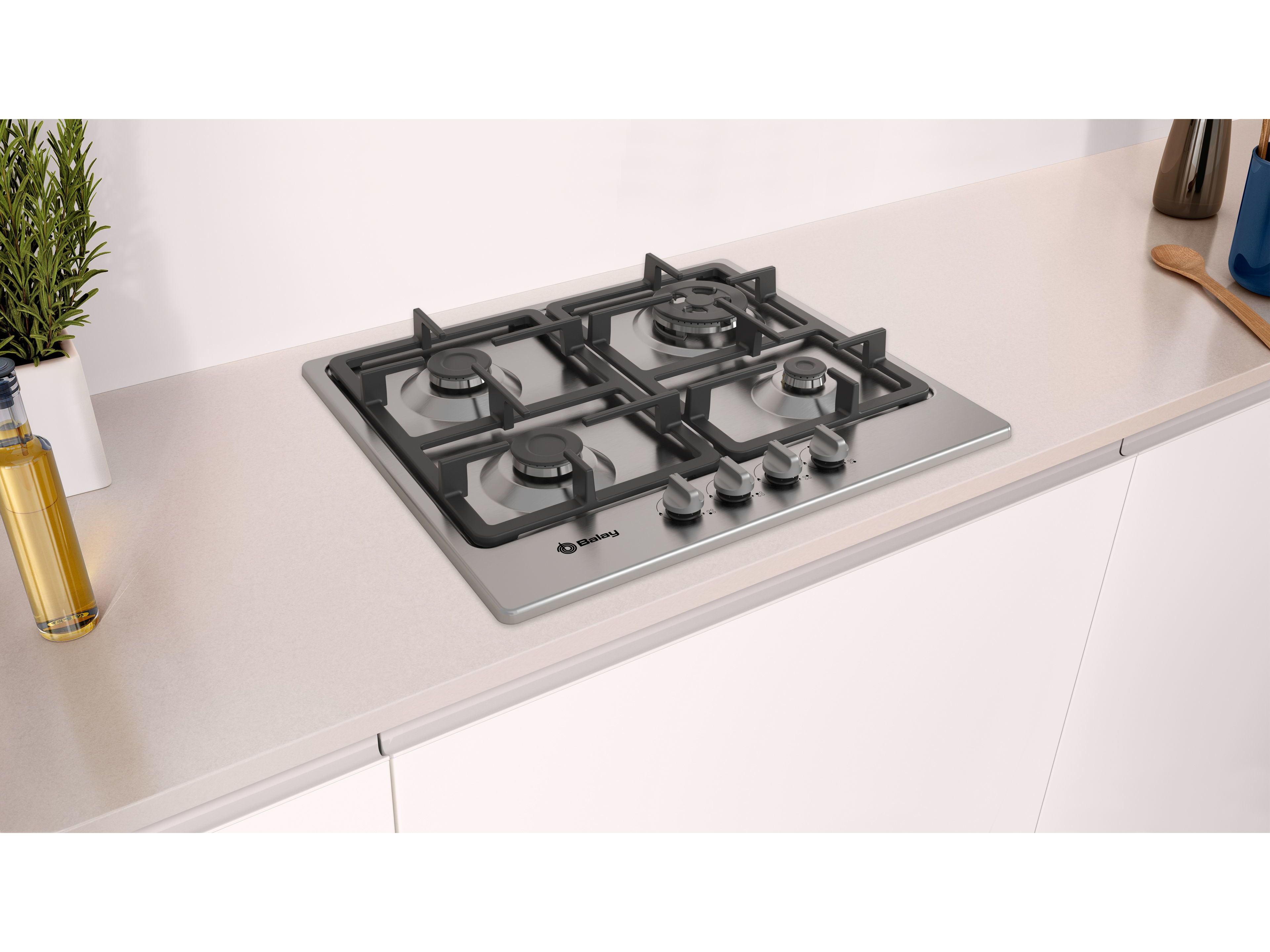 PLACA A GÁS BALAY 3ETX565HB 4 QUEIMADORES 60 CM INOX