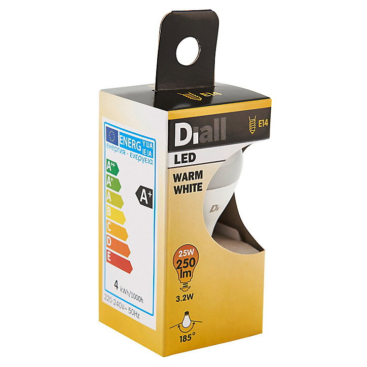 Ampoule LED Diall mini globe E14 3,3W=25W blanc chaud